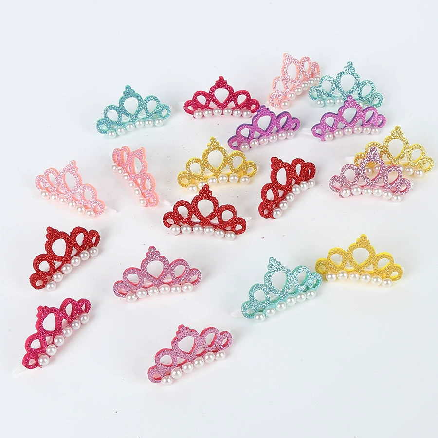 Новые товары для домашних животных Зажим для лягушки Корона Жемчужная голова Тедди Йоркшир Шпилька для волос Цветок Товары для домашних животных