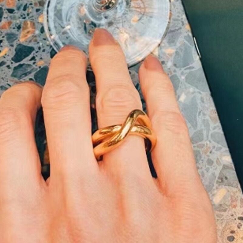 6, 7, 9 Ring Size Titanium Steel Simple Style Cross Rings
