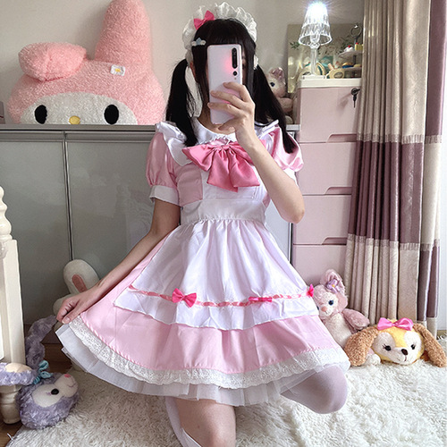 Japanese sweet and cute pink and white maid outfit cosplay Lolita lolita two-dimensional soft girl maid uniform