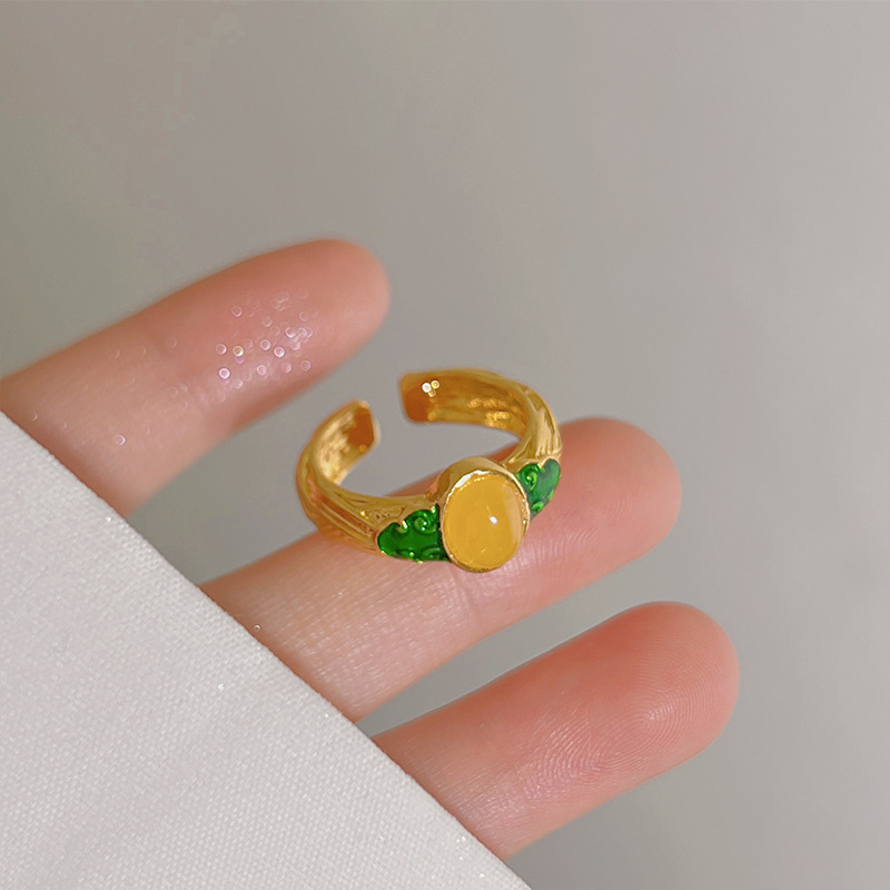 新中式复古沙金开口可调节戒指女新款时尚甜美轻奢小众精致指环|undefined