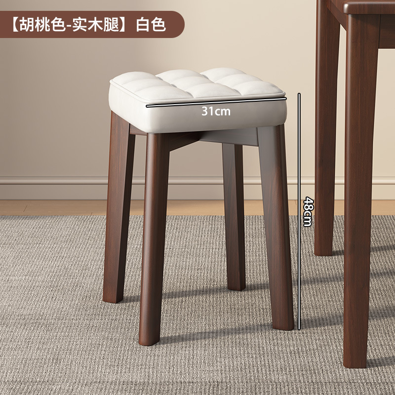 無垢材のスツール、家庭用の小さな正方形のベンチ、積み重ね可能なシンプルな丸いスツール、ドレッシングローチェア、リビングルームのダイニングテーブルと椅子、直販|undefined