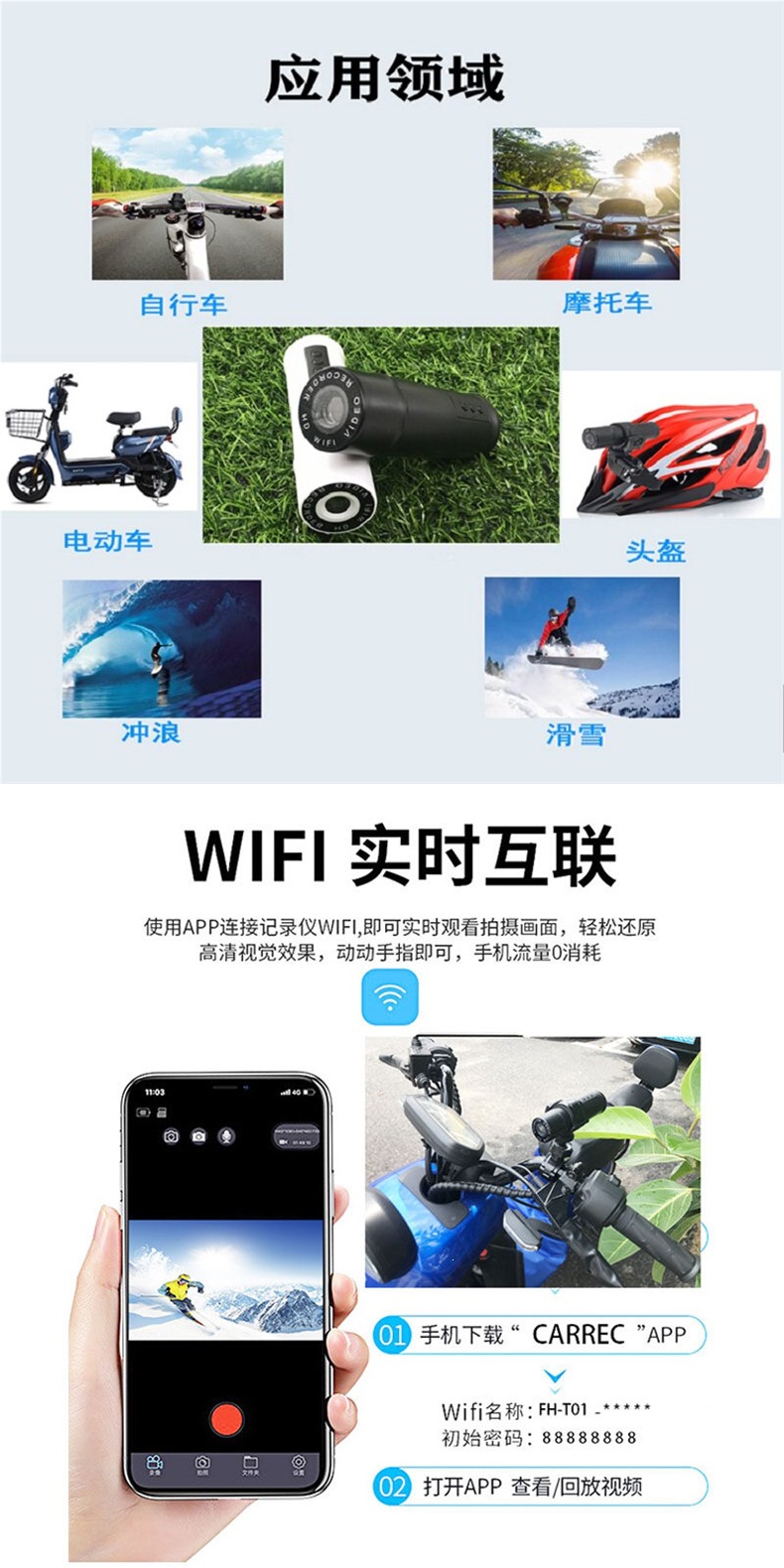 F9 Hd 1080P Camera Motorcycle Bicycle Outdoor Riding Helmet Recorder Waterproof Sports Camera