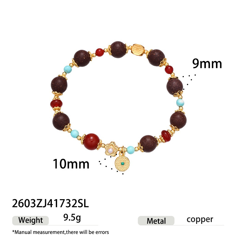 Nuevo estilo chino de perlas de ágata rojo amarillo cristal de cristal de azul azul imitación de piedra turquesa natural pulsera de cuentas pulsera de pulsera mujer