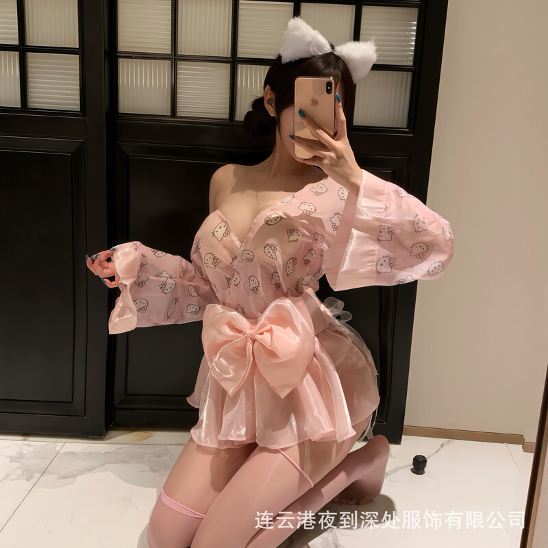 Sexy Kimono Uniform Temptation Japanese Cute Cat Lingerie Pure Desire Set Role Play