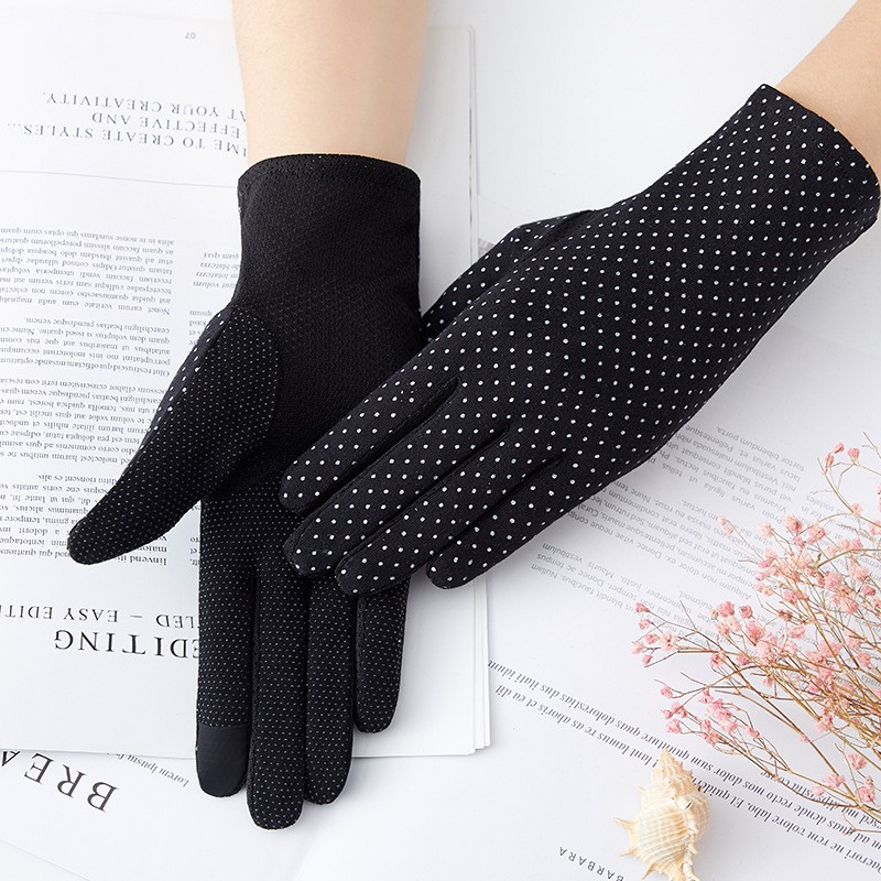 Guantes de protección solar Guantes de pantalla táctil bordados de tela para mujer de primavera y verano
