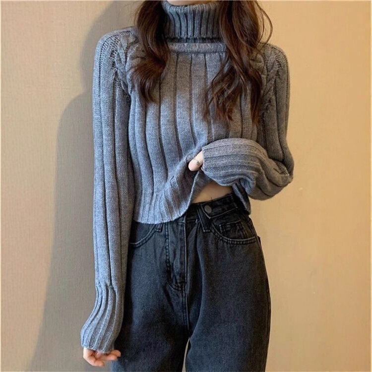 Cross-Border High-Neck Base Sweater for Women, New Autumn and Winter Thickened Short Knit Top for Petite Figures Cross-Border High-Neck Base Sweater for Women, New Autumn and Winter Thickened Short Knit Top for Petite Figures