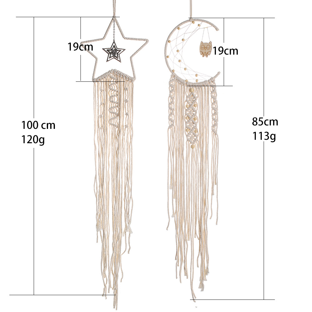 Star Moon Dream Catcher Cotton Thread Weaving Pendant Creative Home Wall Decoration display picture 3