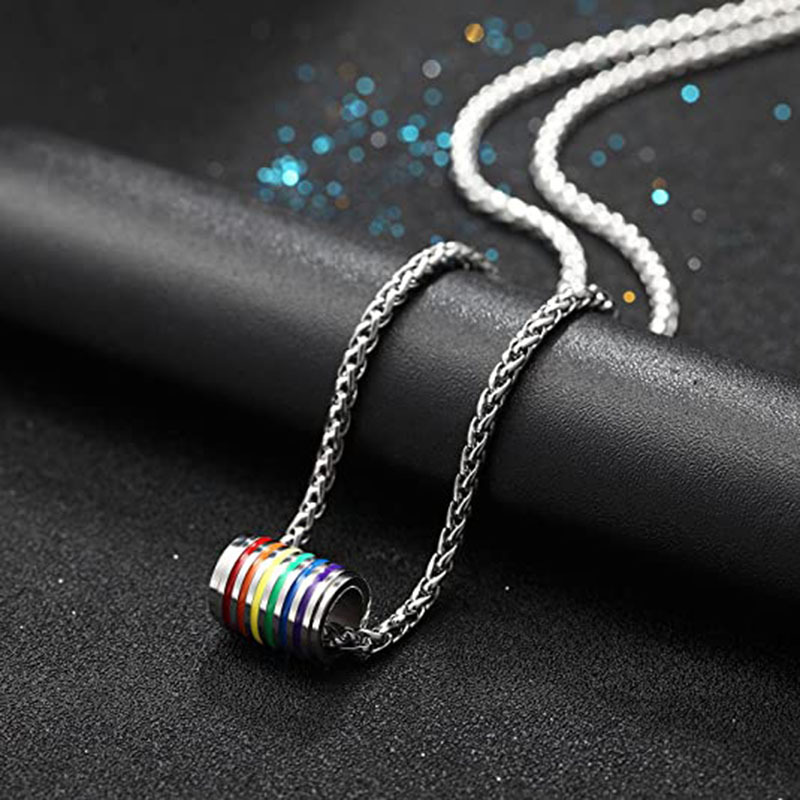 Strassenmode Mehrfarbig Titan Stahl Einbrennlack Unisex Halskette display picture 2