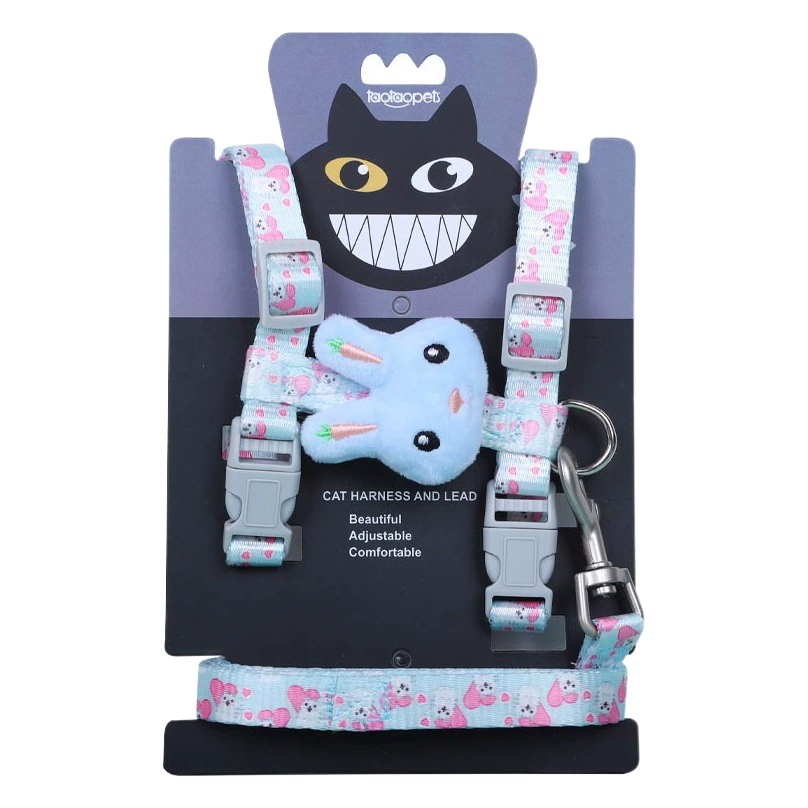 Тяговая веревка в наличии Оптом Кожаная кожа Tao мультфильм кролик Кошка веревка нейлон I-word Out ходячая кошка веревка Грудь назад Тяговый ремень