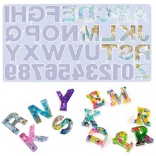 DIY水晶滴胶26个英文数字字母模具镜面树脂饰品挂件装饰 模具硅胶