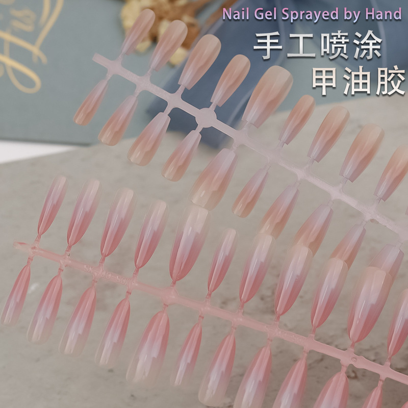 Cherry Blossom Summer Girls Wear Armor Blush Gradient Three-color Nail Polish Gel Hand-sprayed Semi-finished Nail Pieces New Color