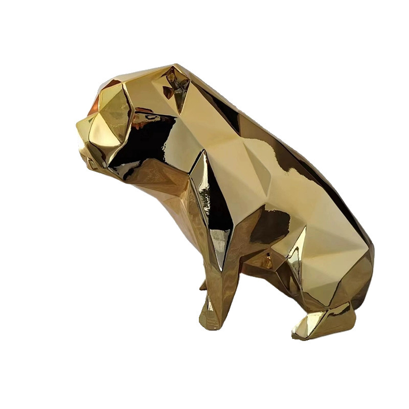 FRP 電気メッキ子犬装飾品ペイント電気メッキ彫刻リビングルーム玄関商業デスク植毛装飾風景|undefined