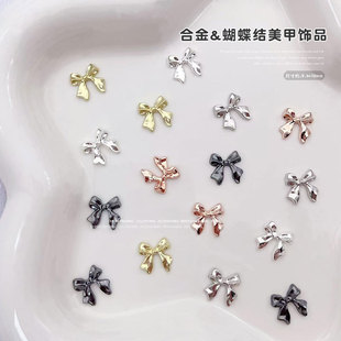 Cross-Border New Trendy Alloy Bow Nail Art Accessories Japanese Versatile Wearable Nail Accessories Manufacturer Wholesale