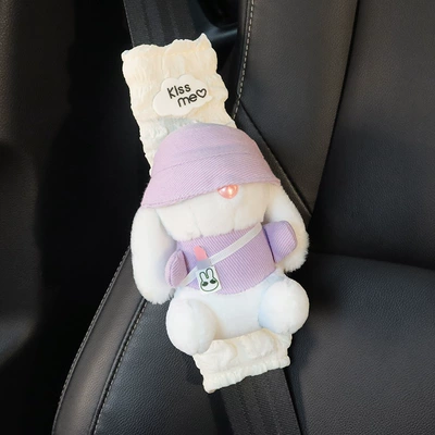 Car Seat Belt Shoulder Protector Seat belt shoulder pad - 1-piece-purple-rabbit-puff-shoulder-cover