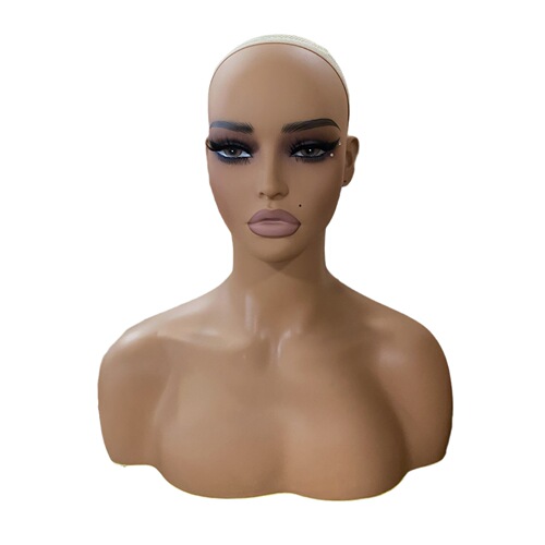 European and American model mannequin head, wig, earrings, and hat display—double shoulder head form, half-body dummy head