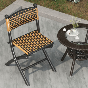 Rattan Chair Balcony Leisure Stool Chair Backrest Chair Woven Rattan Household Folding Chair Single Person Outdoor Table and Chair Combination