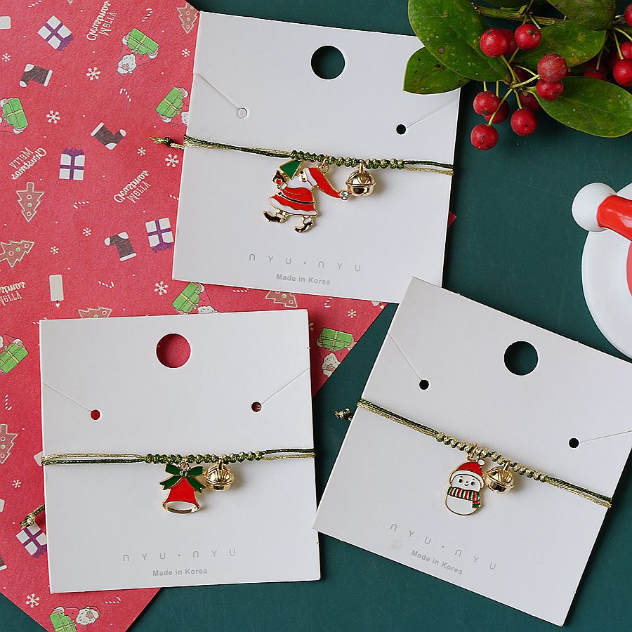 Cute Christmas Tree Santa Claus Snowman Alloy rope Knitting Enamel Christmas Unisex Bracelets 1 Piec
