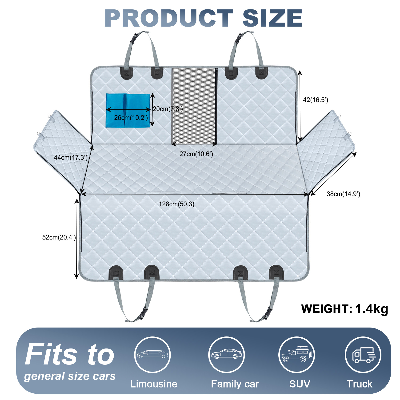 Impermeable para mascotas estera del coche cuatro estaciones universal mascota estera del coche sólido asiento trasero tronco coche control central nido