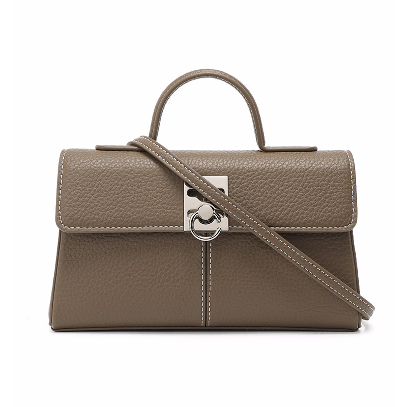 CAF Hong Kong Niche Design 2026 New Cowhide Briefcase Small Women's Shoulder Crossbody Handbag Square Bag - Thumbnail 5