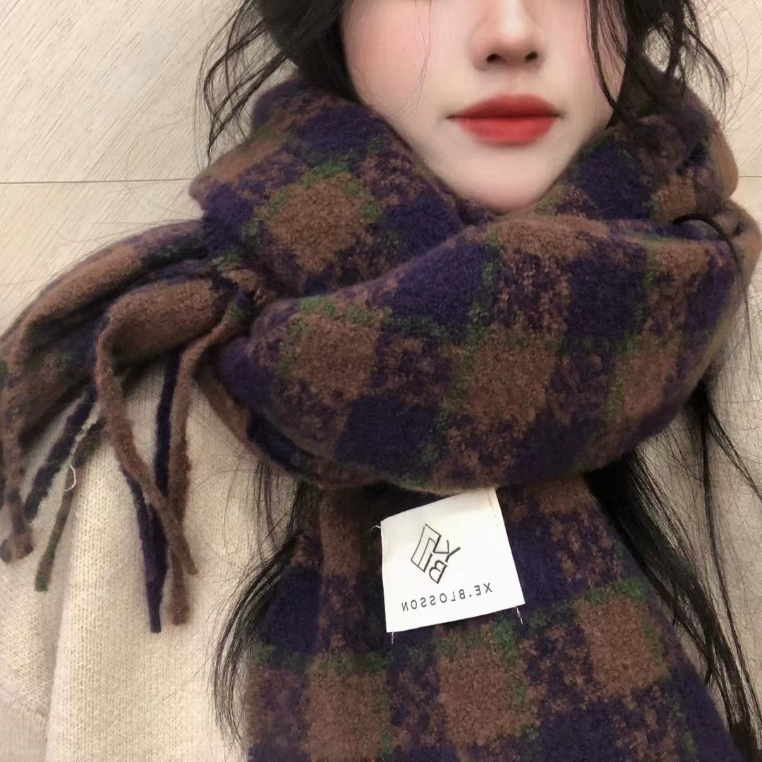 Cashmere, demi-season warm universal fashionable scarf for elementary school students, Korean style