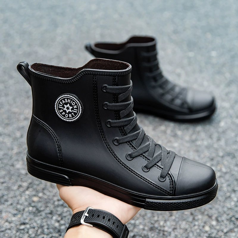 Немецкие спортивные сапоги от дождя мужские короткие водонепроницаемые туфли теплые нескользкие сапоги от дождя кухонные резиновые туфли