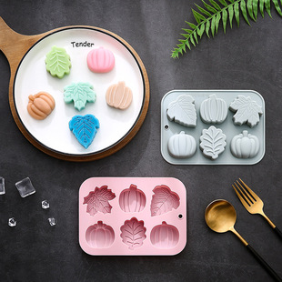 In stock 6-piece pumpkin leaf harvest festival theme cake mold baking tool epoxy silicone handmade soap mold