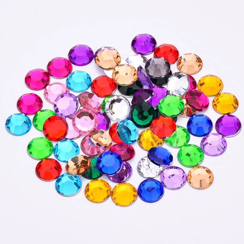 High-Gloss Round Environmentally Friendly Acrylic Diamond Round Faceted Non-Hole Flats Bottom Diamond Rhinestone DIY Jewelry Accessories