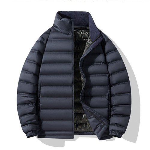 Winter and Autumn Couple's Down Jackets for Men and Women, Casual Sporty Lightweight Down Outerwear with Stand Collar, 90% White Duck Down Lining