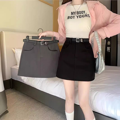 Gray suit short dress for women, summer American hot pants, bodycon skirt, petite, high-waisted A-line skirt