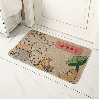 mat for home use, washable, Avtomobil döşəmə paspasları - light-gray-stripes-4060cm-linen