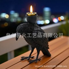 跨境万圣节黑色乌鸦摆件家居桌面节日氛围鬼节树脂工艺品装饰摆件