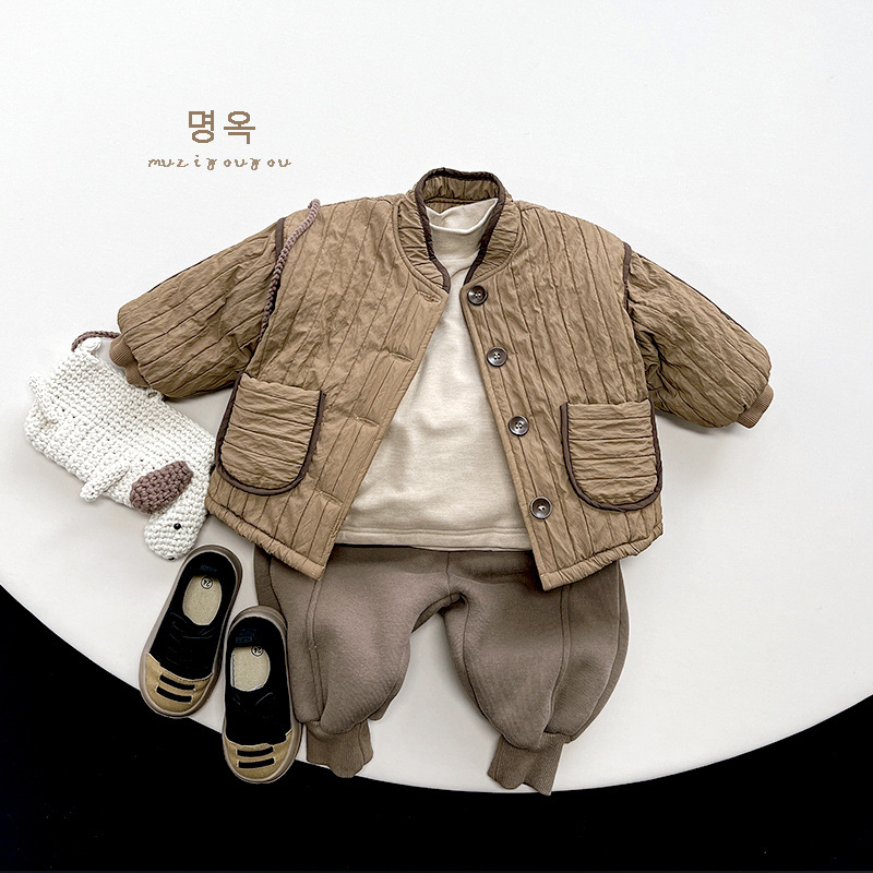 Estilo artístico de algodón acolchado abrigo de invierno nuevo bebé de los niños estilo coreano mori algodón acolchado abrigo niños y niñas caliente engrosada top