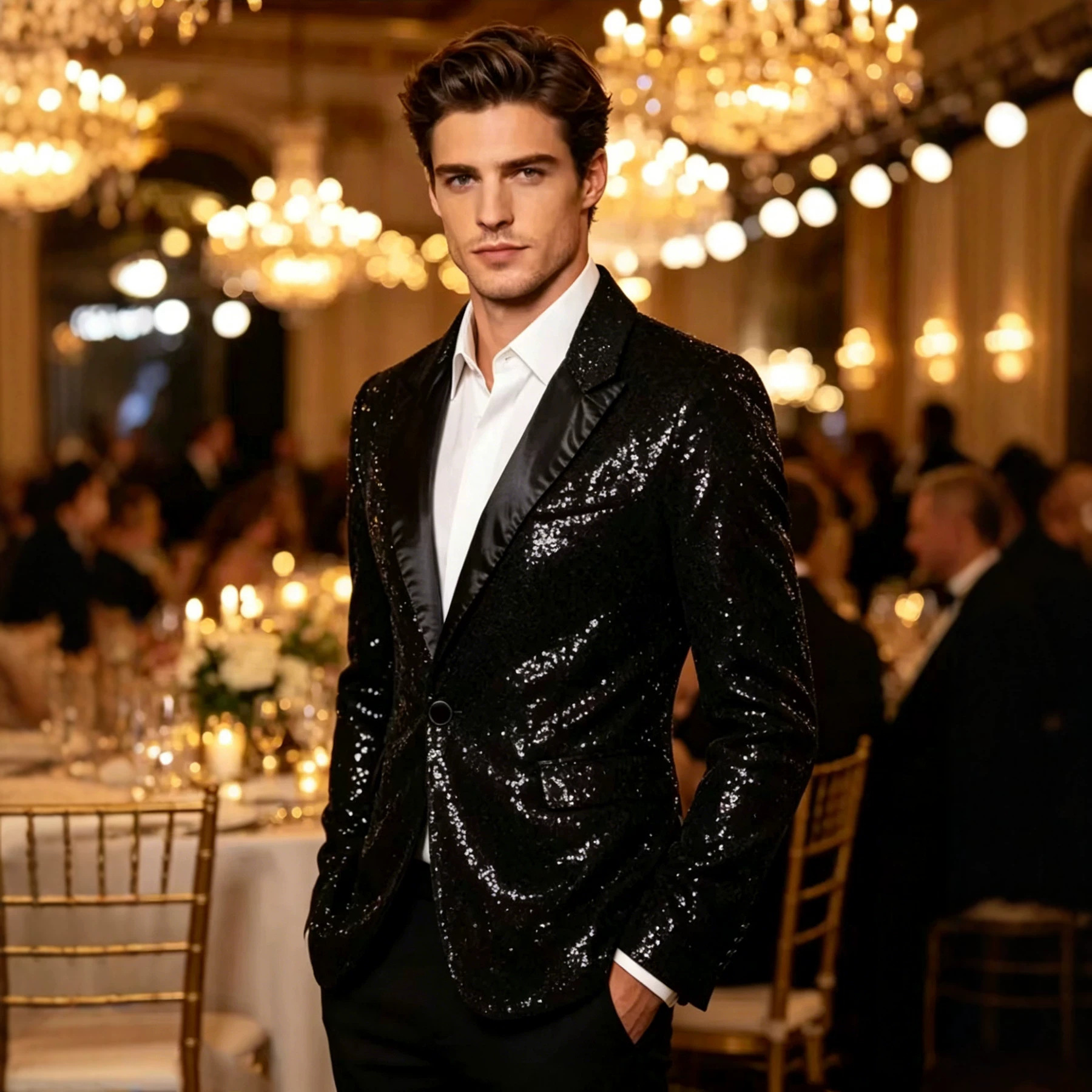 Men's Sparkle Blazer Stage Performance Glitter Jacket Nightclub Party Slim Fit Formal Coat Versatile Stage-To-Party Wear_voghion.com