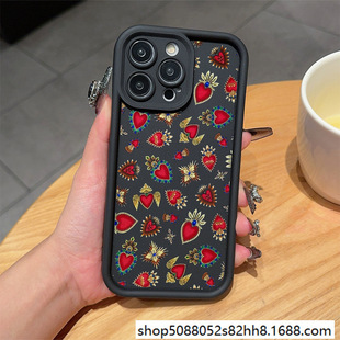 Retro Heart Gemstone Suitable for Apple 15Promax Art Iphone14Pro/13/12/11 Mobile Phone Case 16