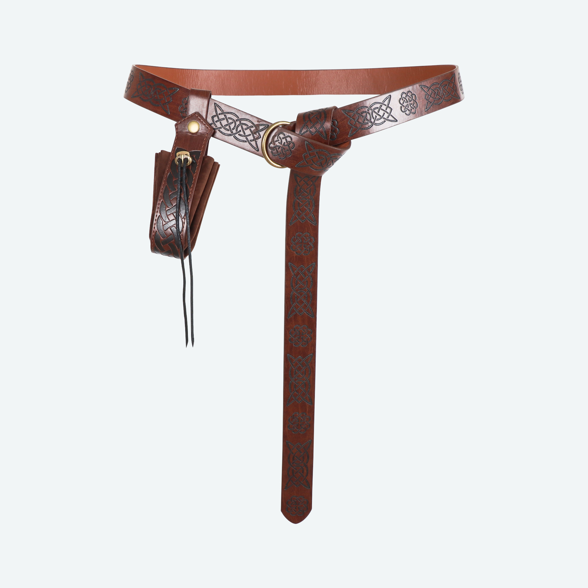 Manga de 2 piezas estampada en marrón (bolsa + cinturón)