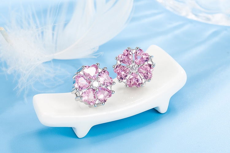 Fashion Heart Shape Copper Inlay Zircon Ear Studs 1 Piece