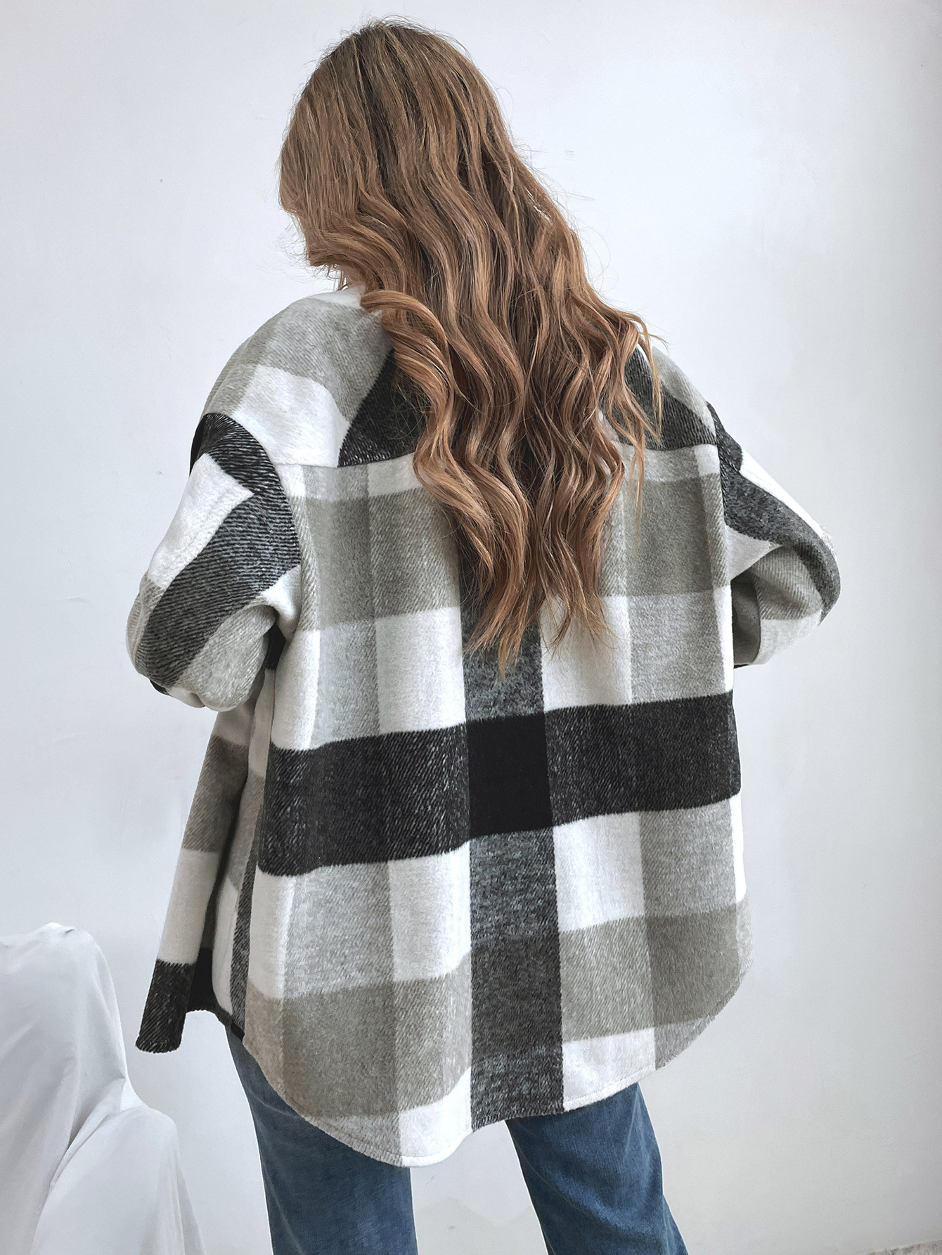 women s plaid single-breasted thick coat nihaostyles clothing wholesale NSJM79779