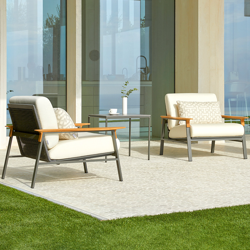 Sofá al aire libre patio villa terraza al aire libre aleación de aluminio impermeable balcón protector solar ocio seda sofá mesa de té combinación