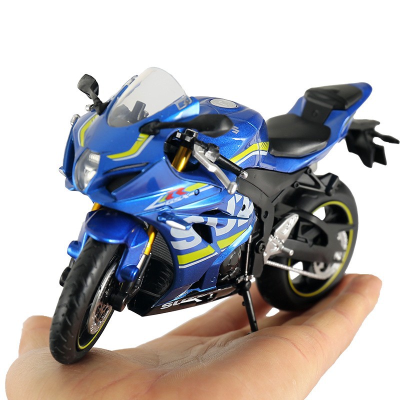 Caja a granel color ámbar 1:12 Suzuki GSX-R1000 aleación modelo de motocicleta simulación coche de carreras decoración de juguete