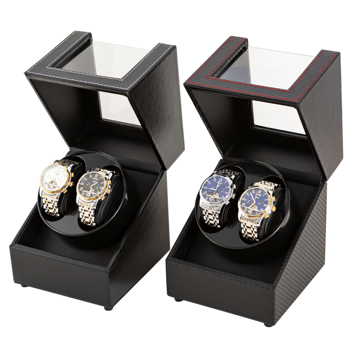 In stock leather watch box New Series double Table Storage Adapter without power three-Gear watch Shaker