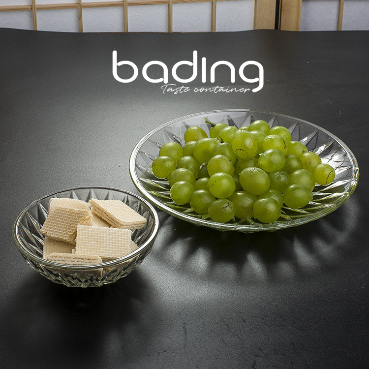 Ocean Diamond Lead-free Glass Bowl Dinner Plate Snack Dish Fruit Plate Snack Dried Fruit Dish Hotel Flat Shallow Disc