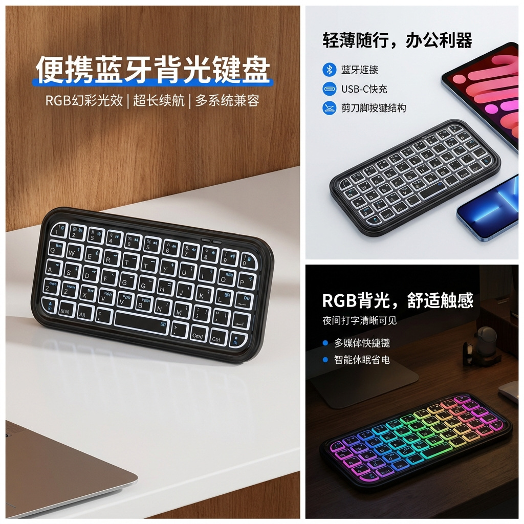 Nueva Venta caliente Comercio exterior superventas multi-Sistema Universal inalámbrico Bluetooth Mini teclado portátil fábrica al por mayor