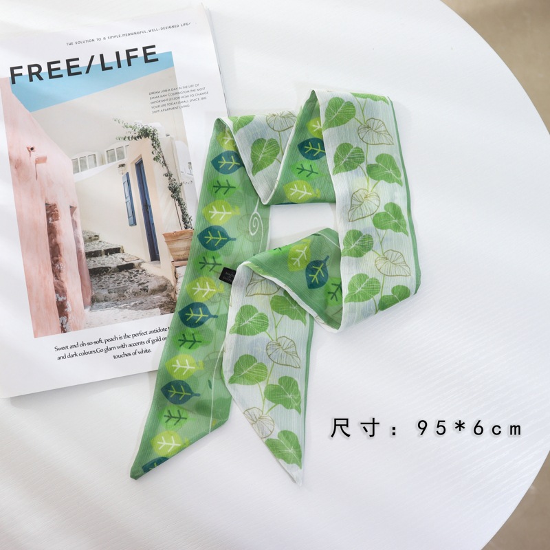 Verano delgada estrecha larga bufanda de seda Cinturón Verde banda de pelo cinta corbata bolsa accesorios de gasa decorativa trenzada corbata de pelo