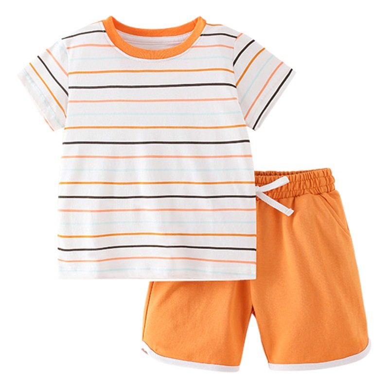 Malwee traje de dos piezas para niños verano nuevo estilo occidental europeo y americano de los niños a rayas Top casual sweatpants traje de los muchachos