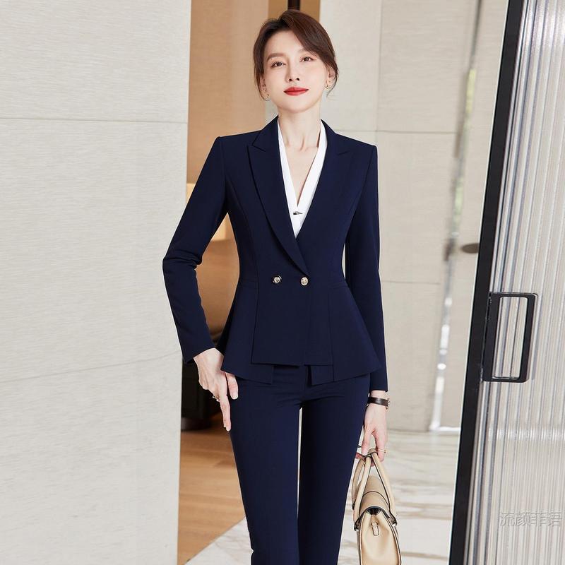 秋冬季职业装套装女OL气质酒店前台接待美容院售楼部珠宝店工作服|undefined