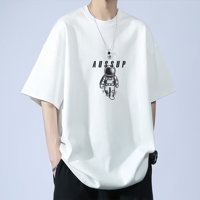 夏の新作半袖ルーズTシャツメンズトレンディカジュアル半袖トレンドTシャツボトリングシャツ五分袖トップ|undefined