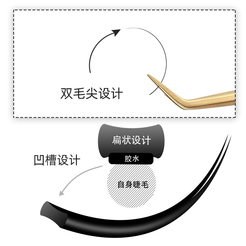 NAGARAKU mate niebla negro doble punta de pelo plano Aire suave toque cero BCD + deforme Injerto de pelo de visón pestañas postizas