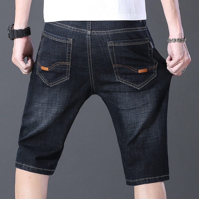 Ultra-Thin Denim Shorts for Men, Summer Loose-Fitting Outerwear, Five-Quarter Length Pants, Seven-Quarter Straight Casual Pants, Men's Jeans