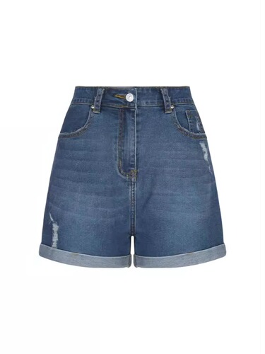 SC European and American cross-border supply for women's summer new straight slim fitted curly denim shorts