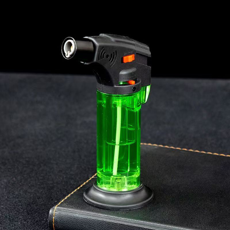 透明なストレート火炎銃ロック可能な火災防風インフレータブルライター卸売灸灸点火ライター|undefined